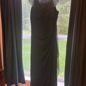 Chic Black Maxi Dress with Beaded Neckline